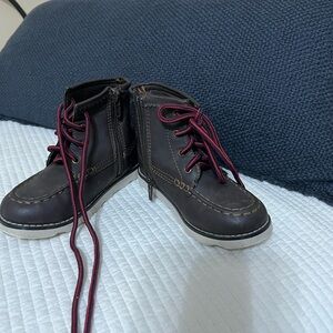 Brown Kids Boots with Red Laces